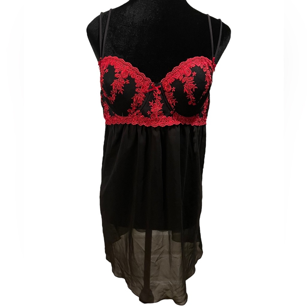 Madison Intimates Victorian Goth Witchy Floral Lace Bustier Lingerie Slip Dress